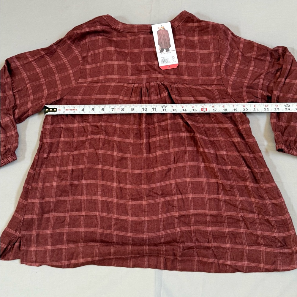 NWT Women’s Wrangler Burgundy‎ Plaid Western Blouse size M - Picture 4 of 4